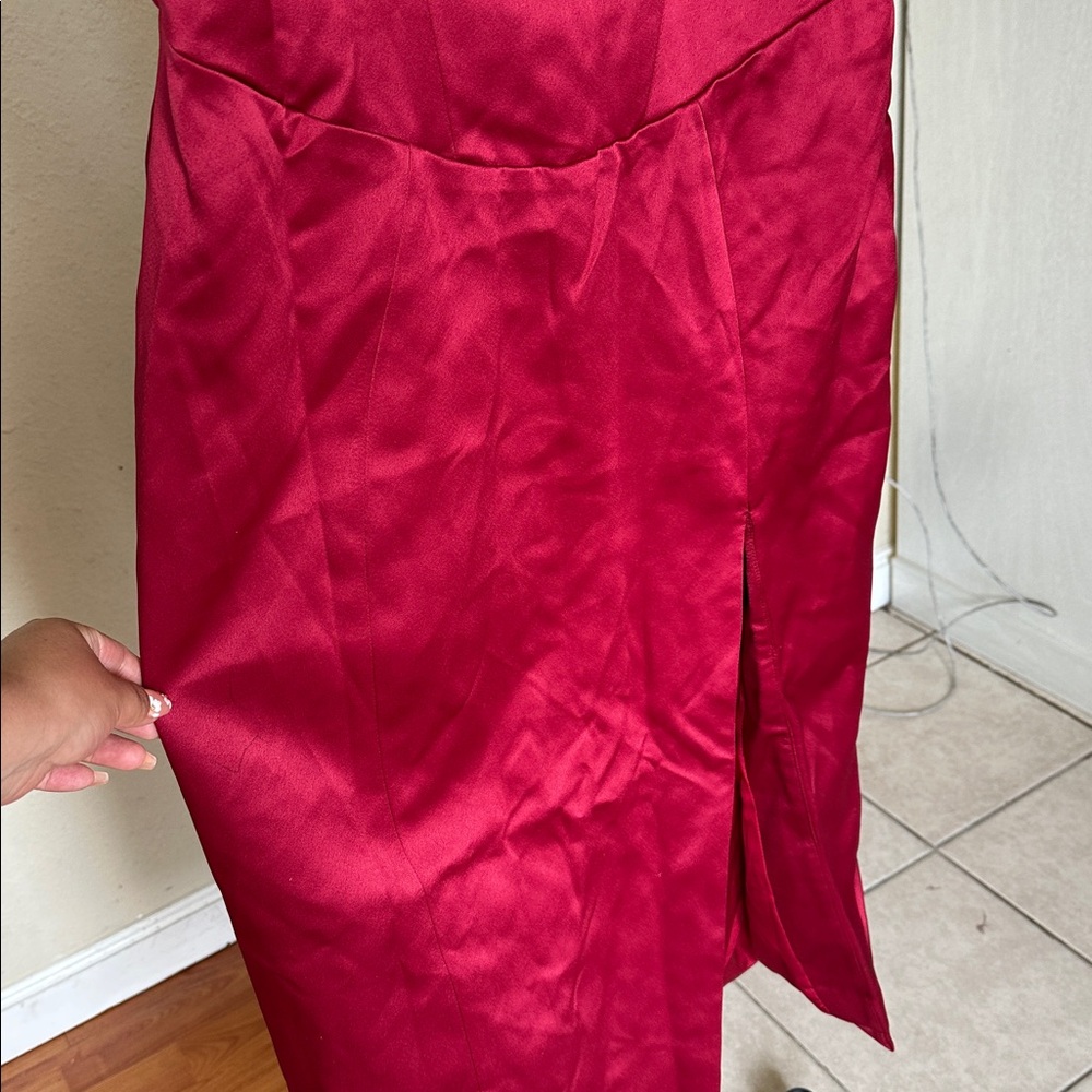 HOUSE OF CB XL  'Casimira' Wine Satin Corset Midi Dress NWOT - Picture 7 of 17